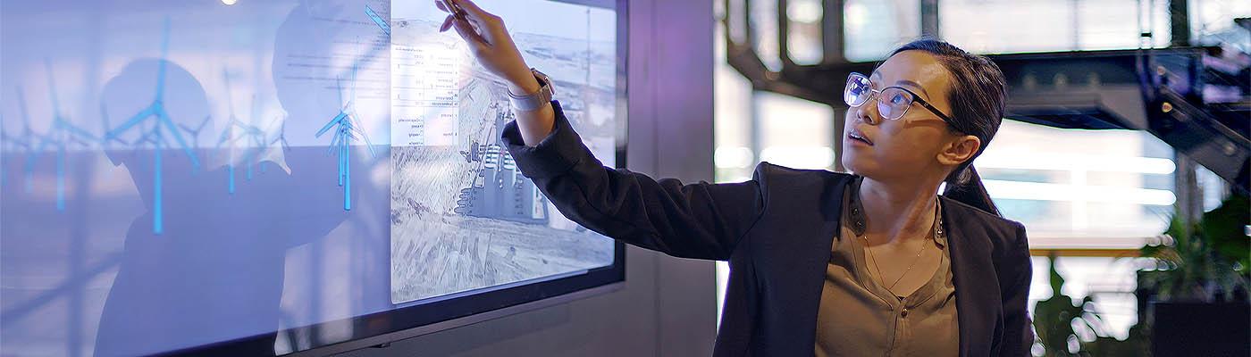 Young professional woman hosting presentation